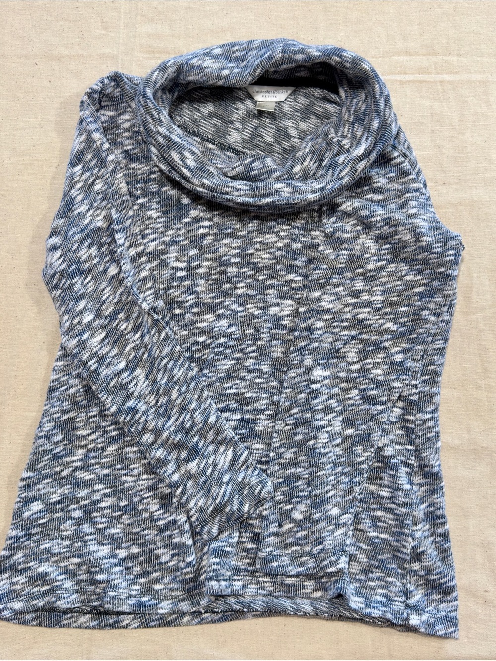 Christopher & Banks Blue Marled Cowl Neck Sweater